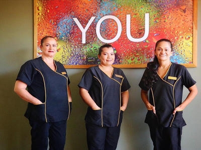 Picture of three female members of the service staff at the Costa Rica Medical Center Inn, San Jose.