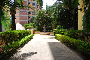 Sidewalk walking area inside hotel